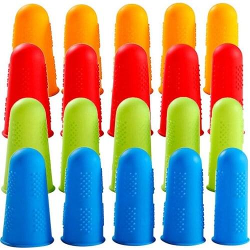 Silicone Finger Protectors,20 Pcs Finger Protector Hot Glue Tool Finger Caps Silicone Finger Guards,Non-Stick Finger Cover for S