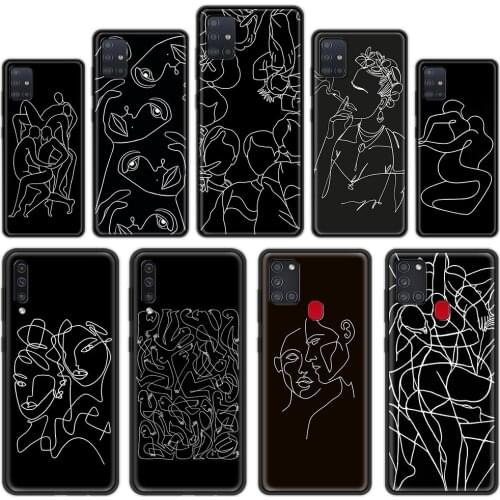 Silicone Cover for Samsung Galaxy A32 A52 A72 4G A12 A21S A51 A71 5G A21 EU A31 A41 Luxury Phone Case Shell Art Line