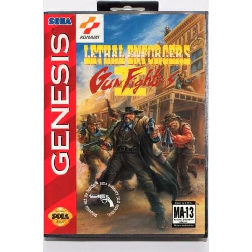 Lethal Enforcers 2 Gunfighters Game Cartridge 16 bit MD Game Card With Retail Box For Sega Mega Drive For Genesis