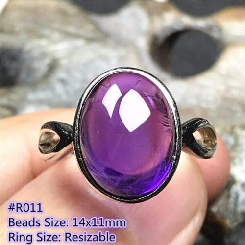 Top Natural Purple Amethyst Quartz Crystal Ring Jewelry For Womam Man Healing Beauty Beads Silver Stone Adjustable Ring AAAAA