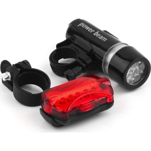 WasaFire Bicycle Light Set 5 LED Bike Headlight + Taillight MTB Road Bike Front Rear Lights Waterproof Night Cycling Flashlight