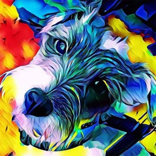 Animal Dog Schnauzer DIY Cross Stitch 11CT Embroidery Kits Craft Needlework Set Cotton Thread Printed Canvas Home Sale