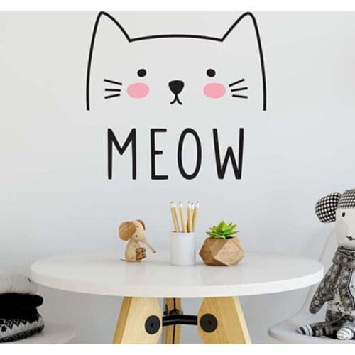 YOYOYU Lovely Cat Vinyl Wall Sticker Kids Room Cute Animal Removeable Decal Nursery Bedroom Decoration Art Poster ZX174