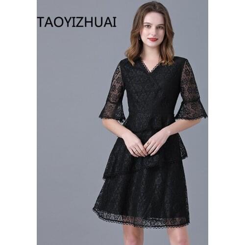 Brand women plus size dresses French mature large A-line skirt Spring and Autumn New Black Sexy cake skirt