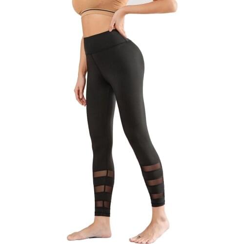 2021 New Design Fitness Female Full Length Leggings Mesh Patchwork Running Pants Comfortable And Formfitting Yoga Pants
