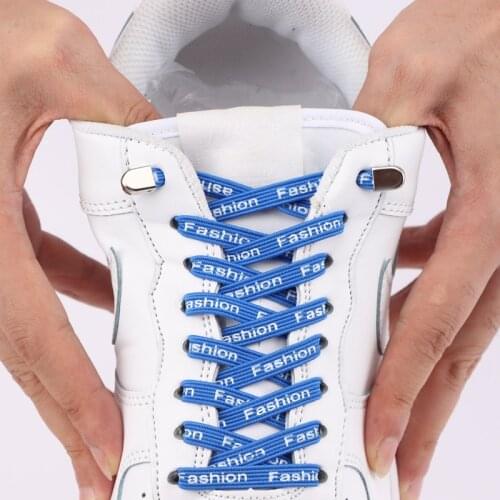 1 Pair Metal buckle Lazy Laces Fashion Beautiful Suitable for all shoes Flat Shoelaces Elastic Child and adult No tie shoelace