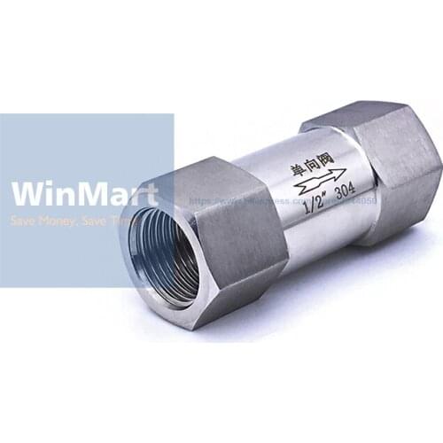 1pc 304 Stainless Steel 1/2" Female Check One Way Valve Water Gas Oil Non-return