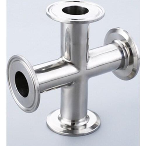 2.5" Pipe OD 57/63mm Stainless Steel SS304 4 Way Cross Sanitary Fitting Tri Clamp Feerule OD 77mm Home brew