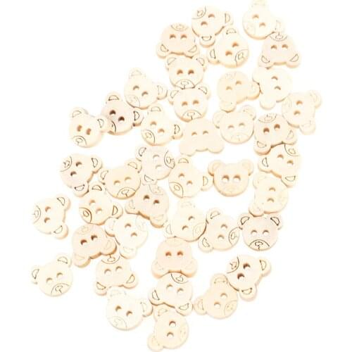 20 Pcs Teddy Bear Charms 2 Holes Wood Sewing Buttons for children 13x11mm