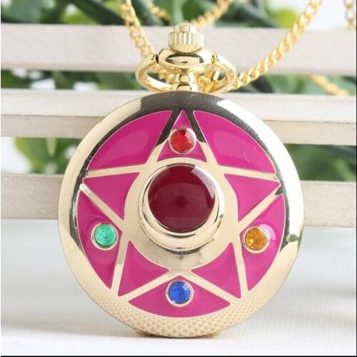 2020 New Anime Sailor Moon Life With Sailor Moon Crystal Star Pocket Watch Necklace Cos Free Shipping 20pcs