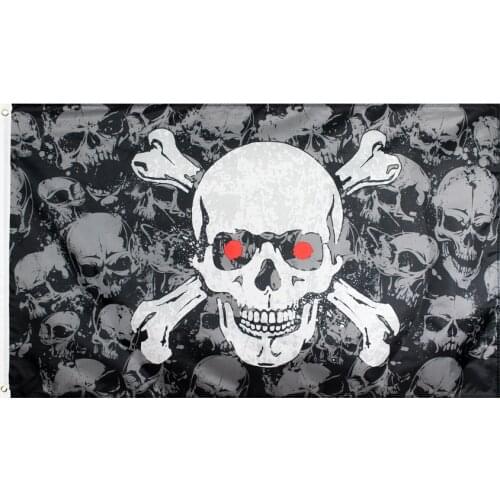 3x5ft Stock Black Pirate Skull Pile Crossbones Flag