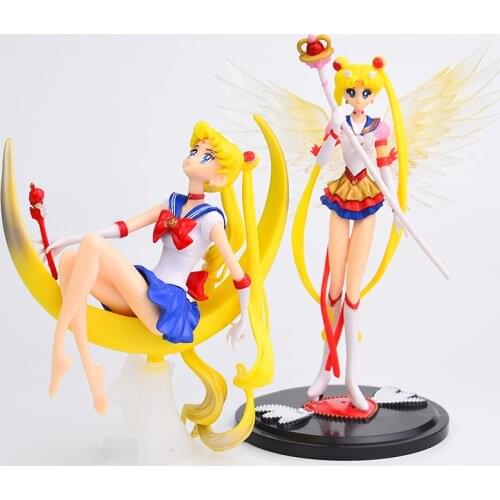 4 Styles Cartoon Anime Sailor Moon Tsukino Action Figure Wings Toy Doll Cake Decoration Collection Model Gift Toy For Children