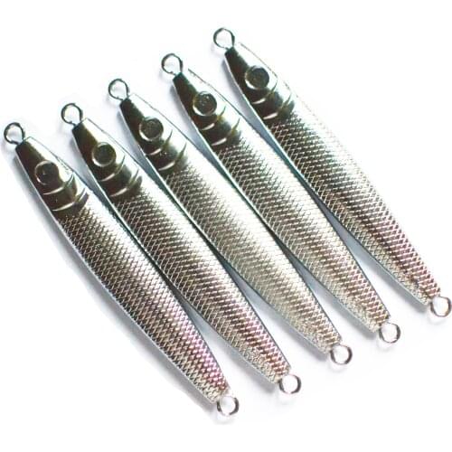 5PCS Deep Sea Fishing Silvery Jigging Slow Jig Sinking Hook Lure Jigbait Spoon Baits 35/50/75g