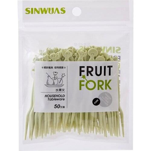 50 Pcs Disposable Plastic Forks Stick Food Picks Cocktail Fruit Sticks Set Party Cake Salad Vegetable Forks Baking Shop Supplies