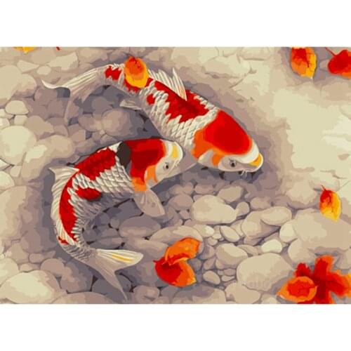 BMBY-5D Diy Diamond Painting Kits Goldfish Koi Carp Fish Diamond Embroidery Full Round Drilling Rhinestone Diamond