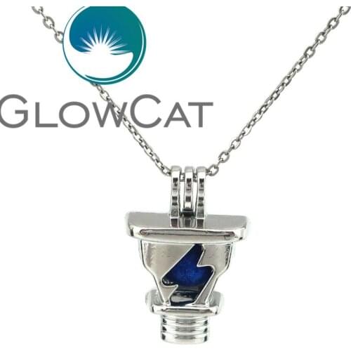 GLOWCAT KK632 Silver Lightning Beads Cage Essential Oil Diffuser Aroma Akoya Oyster Pearl Cage Locket Necklace