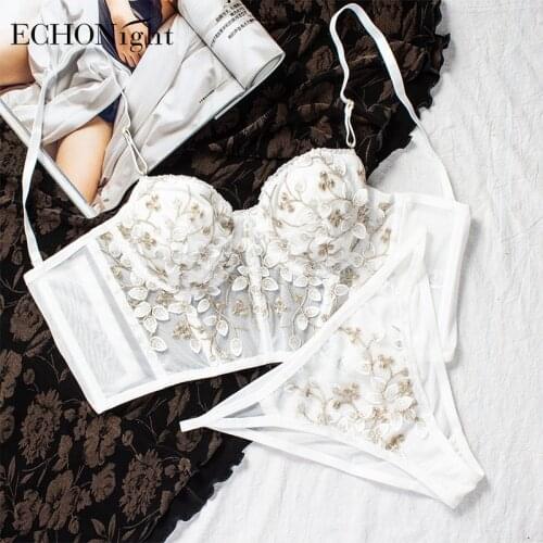 Echonight Lingerie Set Padded Underwear Set Sexy Bra Set Push Up Bras For Women Lace Underwear Women Floral Lingerie Sexy