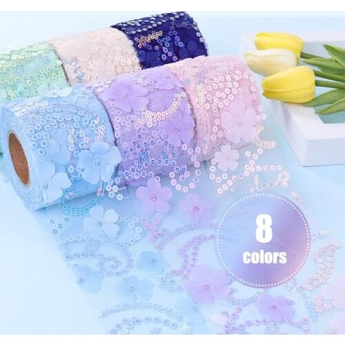 10 Yards Sequin Lace Trim Lace Fabric DIY Embroidery Ribbons For Garments Headdress Sewing Handmade Supplies Fabric 6cm Width