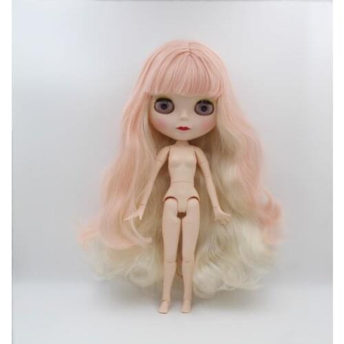 Blygirl,Blyth doll,Pale pink, white curly bangs, 1/6 nude doll, 19 joints, new face shell doll, can make up for her