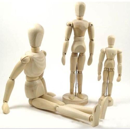 WOODEN 5.5 Inches Tall Wooden Human Mannequin Movable Limbs Human Artist Model Wooden Manikin Drawing Mannequin Model W059&3