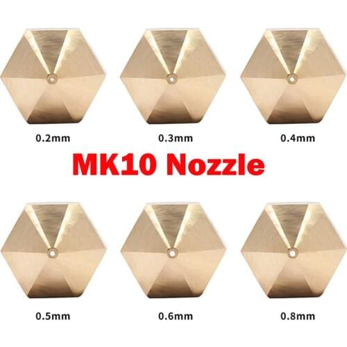 Mk10 Nozzle For 3D Printer M7 Thread Brass 0.2mm 0.3mm 0.4mm 0.5mm 0.6mm Extruder Print Head Nozzle For 1.75mm Mk10 Extruder