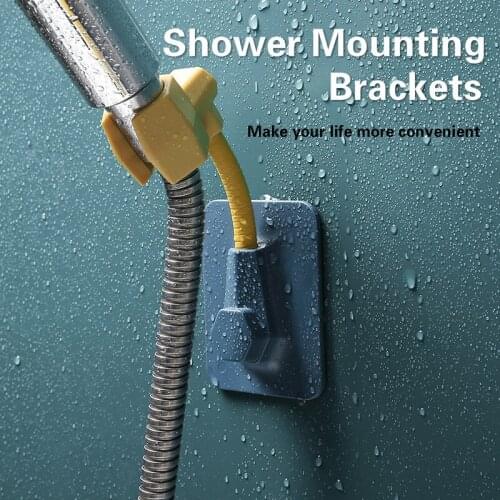 Multifunctional Universal Adjustable Shower Racks With Hooks Bathroom Free Perforation Traceless Pasting Shower Mounting Bracket