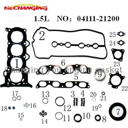 Customized LOGO FOR TOYOTA PRIUS Saloon (NHW11_) 1.5 1NZFXE 1NZ-FXE Metal Full gasket Set Engine Parts Engine Gasket 04111-21090