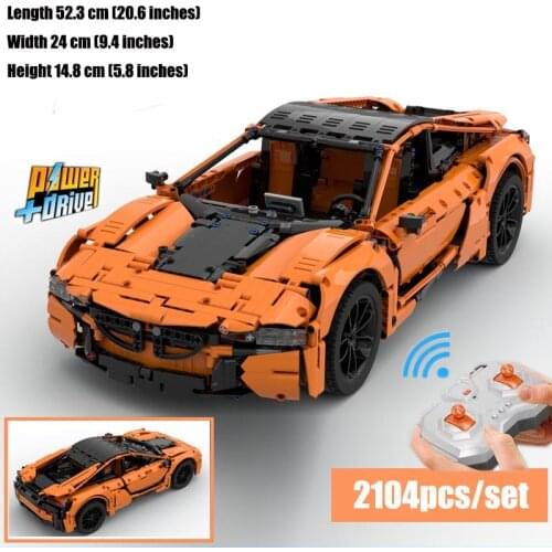 2020 NEW Technic MOC - BMW i8 Sports Cars Vehicle RC Motor Power Function Fit MOC-43958 Building Block Bricks Toys Kid Gift