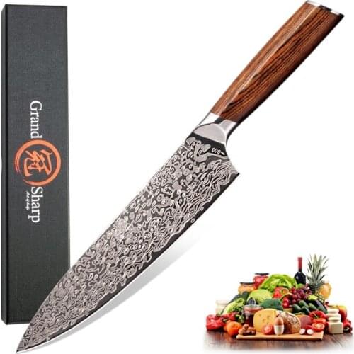 Professional Chef Knife Genuine German Stainless Steel Sanding Laser Pattern Knives Sharp Blade Cooking Tool Gift Box Sheath NEW