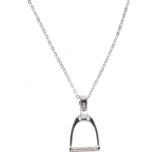 2018 NEW 100% 925 sterling silver high polish top quality silver iron Stirrup horse style pendants equestrian necklace