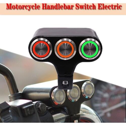 1PC Aluminum Alloy Motorcycle Handlebar Switch Electric Car Three-Position Faucet Self-Locking Self-Reset Button