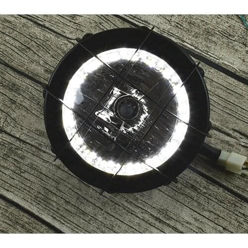 Retro 6.9" Motorcycle Cafe Racer custom Headlight tracker Grille Head Lamp front light LED Daytime Running Light