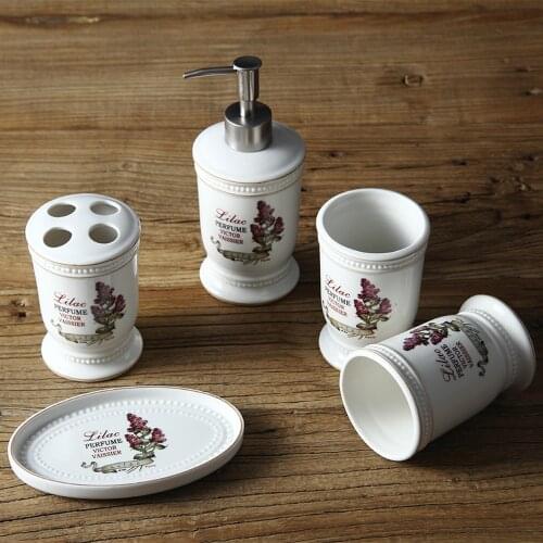 Nordic minimalist gargling cup set sanitary ware bathroom suite bathroom suite ceramic wash five pieces of cloves LO88216