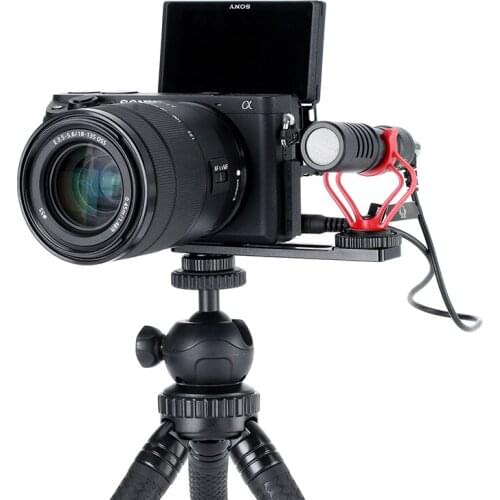 Ulanzi PT-5 Vlogging Microphone Mount Stand Extension Bar Plate with Cold Shoe1/4''-20 Tripod Hole for Sony A6400 Video Vloggers