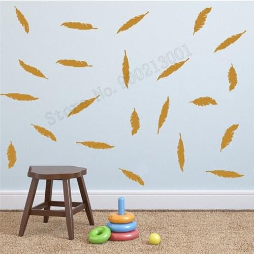 Room Decoration Vinyl Art Removeable Poster Feathers Wall Sticker Beauty Small Pattern Decal Fashion Modern Ornament LY538