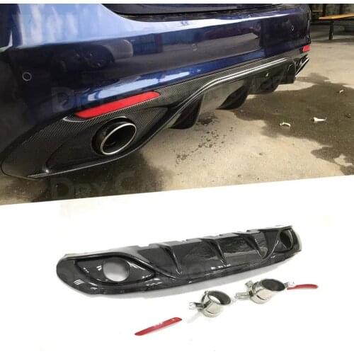 Carbon Fiber Rear Lip Diffuser Spoiler with Exhaust Tips for Alfa Romeo Giulia Standard 2016-2018 Style Sport Rear Diffuser