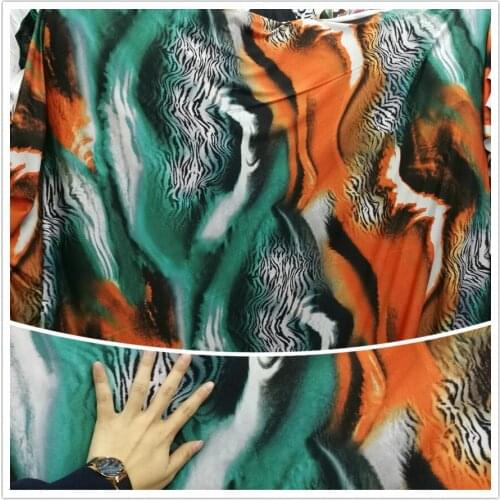 Green Orange Contrast Leopard Zebra Printed Latin Dance Stretch Swimwear Fabric Soft Fabric DIY Sewing Gymnastic Leotart