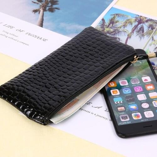 Ladies Small Bag Fashion Black Zipper Wallet Coin Purse Card Case Ouyu Pattern Female Clutch Coin Purse Mobile Phone Pouch