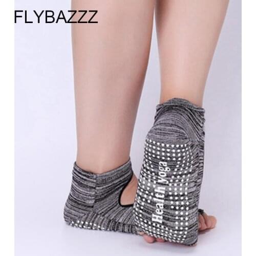 Women Toe Yoga Socks Backless Quick-Dry Anti-slip Socks For Women Cotton Pilates Ballet Good Grip Exercise Pilates Massage Socks