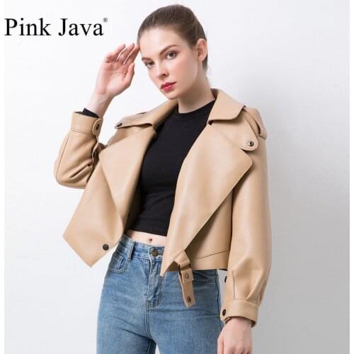 Pink Java QC20003 new arrival real leather jacket women coat genuine sheep leather coat luxury fashion hot sale dress