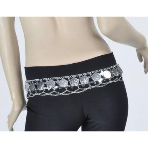 1pcs/lot woman belly dancing belt metal coin hips scarf lady performance dancing scarf