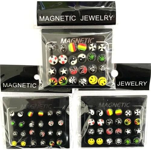 12 Pair/Lot Random Mix Earring 6/8/10mm Round Crystal Rhinestone Women Mens Magnet Stud Ear Clip Fashion No Piercing Jewelry