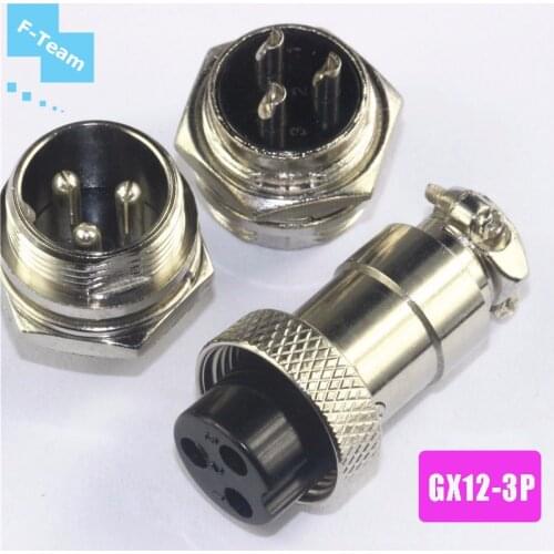 2set=4PCS Generic Metal GX12 3Pins Male 12mm Thread Connector Aviation Power Plug Free shipping