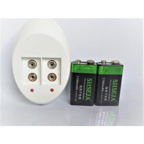 2PCS 9v battery 1180mAh Li-ion 9 V Rechargeable Batteries rechargeable battery+9V charger