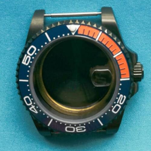 40mm Sapphire Glass Ceramic Bezel PVD Watch Case fit NH35A NH36A MIYOTA 8215 821A 8205 Seeing/Solid Glass Back