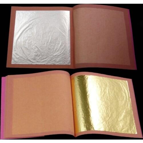 50 sheets in 2 booklets of 25 pcs genuine 24K edible gold leaf and 25 pcs genuine 99.9% silver leaf for gilding