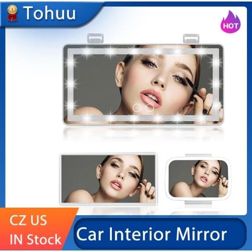Universal Car Interior Mirror Auto Makeup Mirror Sun Visor High Clear Interior HD Mirror With LED Light USB Recharge