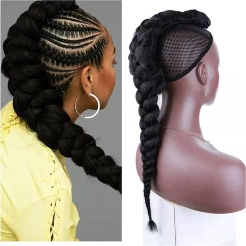 Blice Synthetic Yaki Straight Hawk Braid Ponytail Clip in hair Extension Long Length Chignon Hairpiece For Africa American