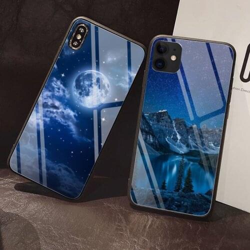 Starry Night Space Sky Phone Case Tempered Glass For iPhone 12 Pro Max Mini 11 Pro XR XS MAX 8 X 7 6S 6 Plus SE 2020 case