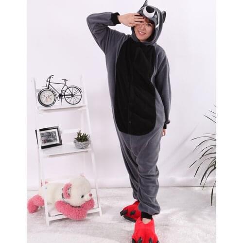 Adults Cosplay Cartoon Animal Gray Raccoon Racoon Onesies Pyjama Sets Sleepwear Coon Pajamas Costume Jumpsuit Kigurumi Sleepsuit